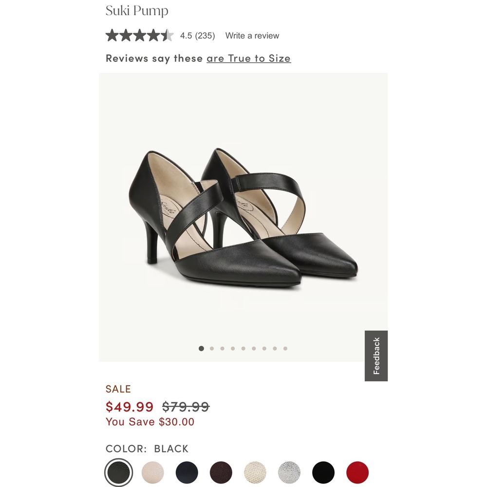LifeStride Suki Pump Black Faux Leather Pointed Toe Asymmetrical Strap Heel 8.5W - Picture 2 of 13
